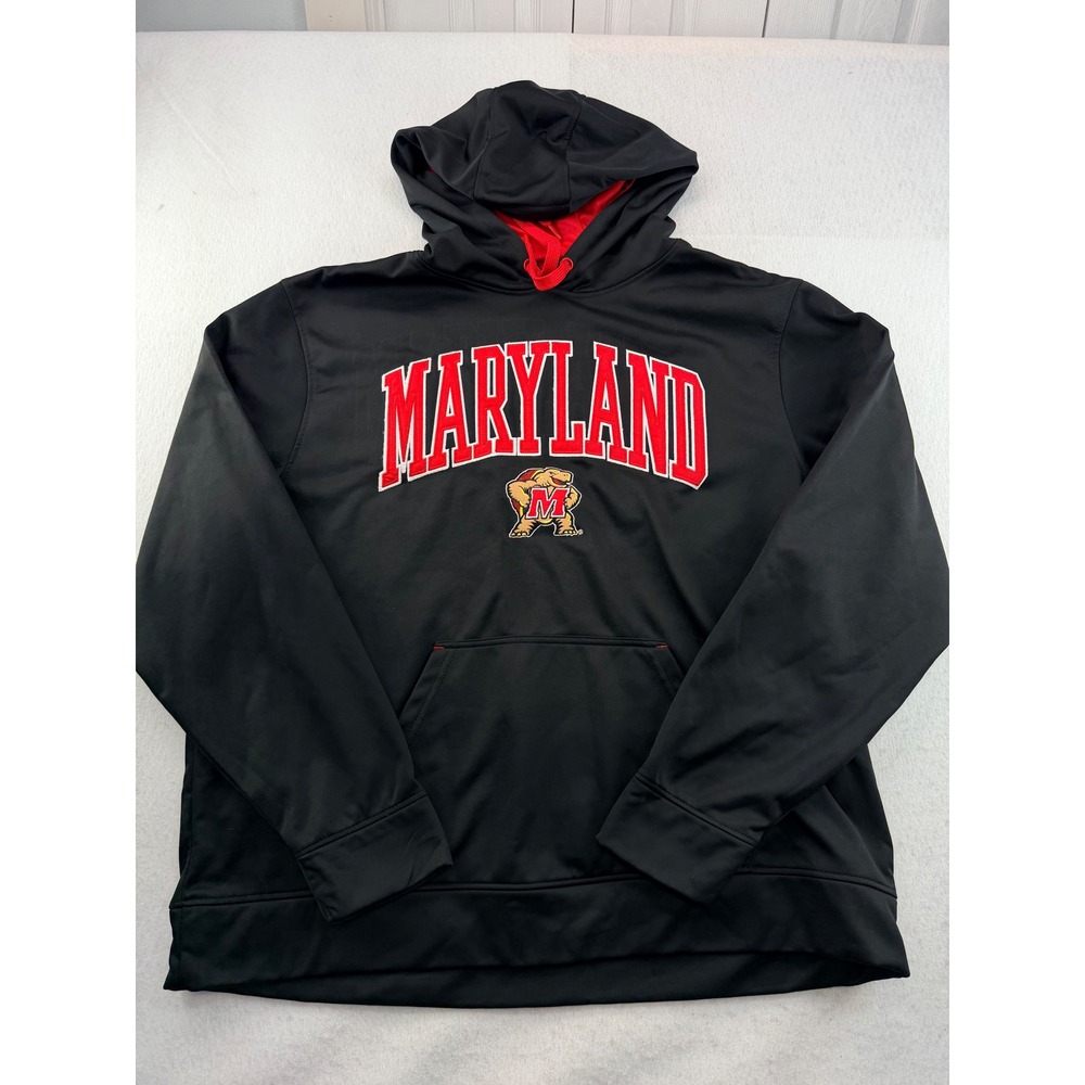 Top of the World Maryland Terrapins Hoodie Mens XXL Black Red Embroidered Logo